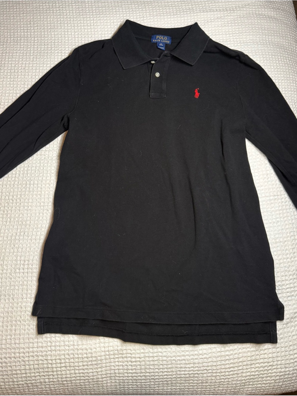 Polo by Ralph Lauren Black Long-Sleeve Polo with Red Pony